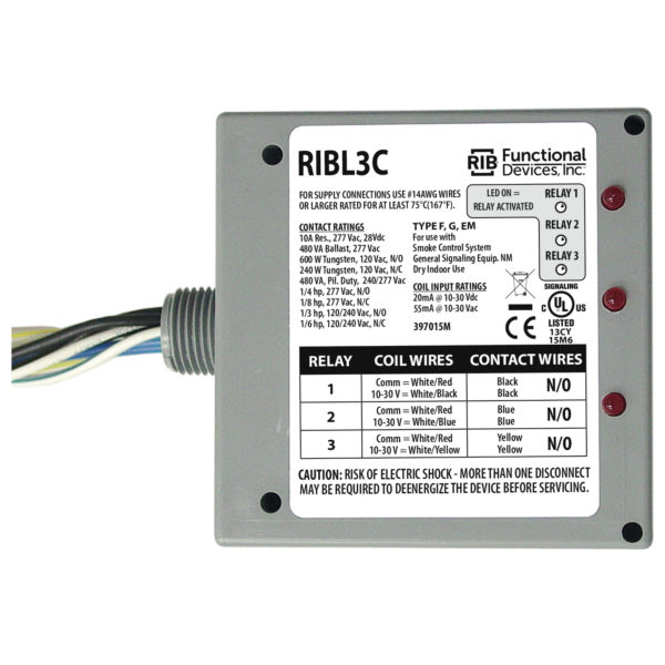 RIBL3C: 10-30VAC/DC 10A 3SPST/NO Relay