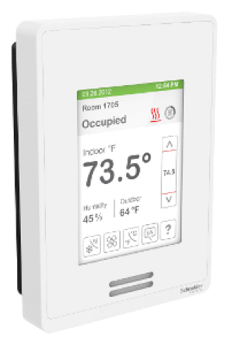 SE8350U0B11: Schneider Electric Low-Voltage Fan Coil Room Controller & Zone Controller: BACnet MS/TP, RH sensor & control, White Case/Fascia