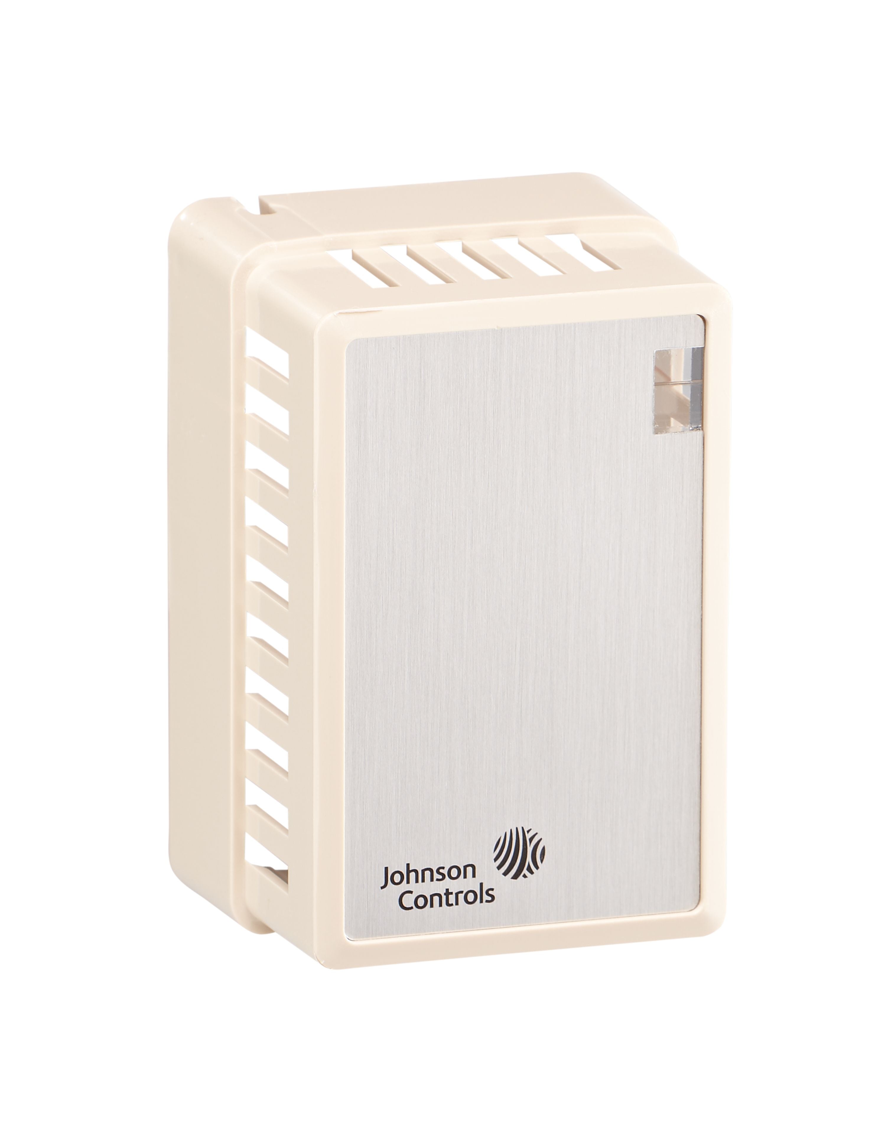 T-4000-2145: Beige Plastic Cover for Vertical Mounted Thermostats with Johnson Controls Logo, No Thermometer, and 1 Set Point Window