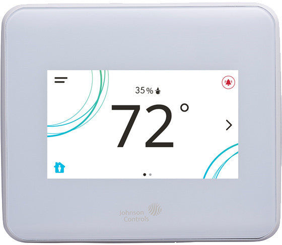 TEC3130-14-000: Networked thermostat, Pro Wireless, RTU/Heat pump with economizer, full color, white, Johnson Controls logo