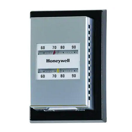 TP970A2145: Pneumatic Thermostat Direct Acting, Heating includes small Wall Plate and Satin Chrome Cover (59 to 90F) 2 Pipe