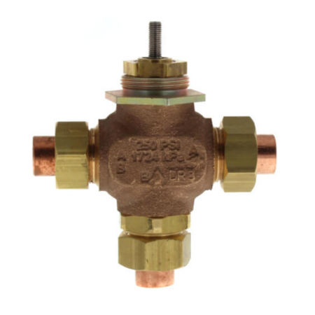 VB-7314-0-4-08: Valve,Globe, 3 Way Mixing, 1", Union Sweat, 14 Cv Bronze Body with Brass Trim Valve Body