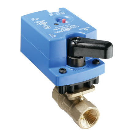 VG1241BG+9A4GGA: 3/4" 2-Way Ball Valve, Brass Trim, Non-Spring Return, No Switch