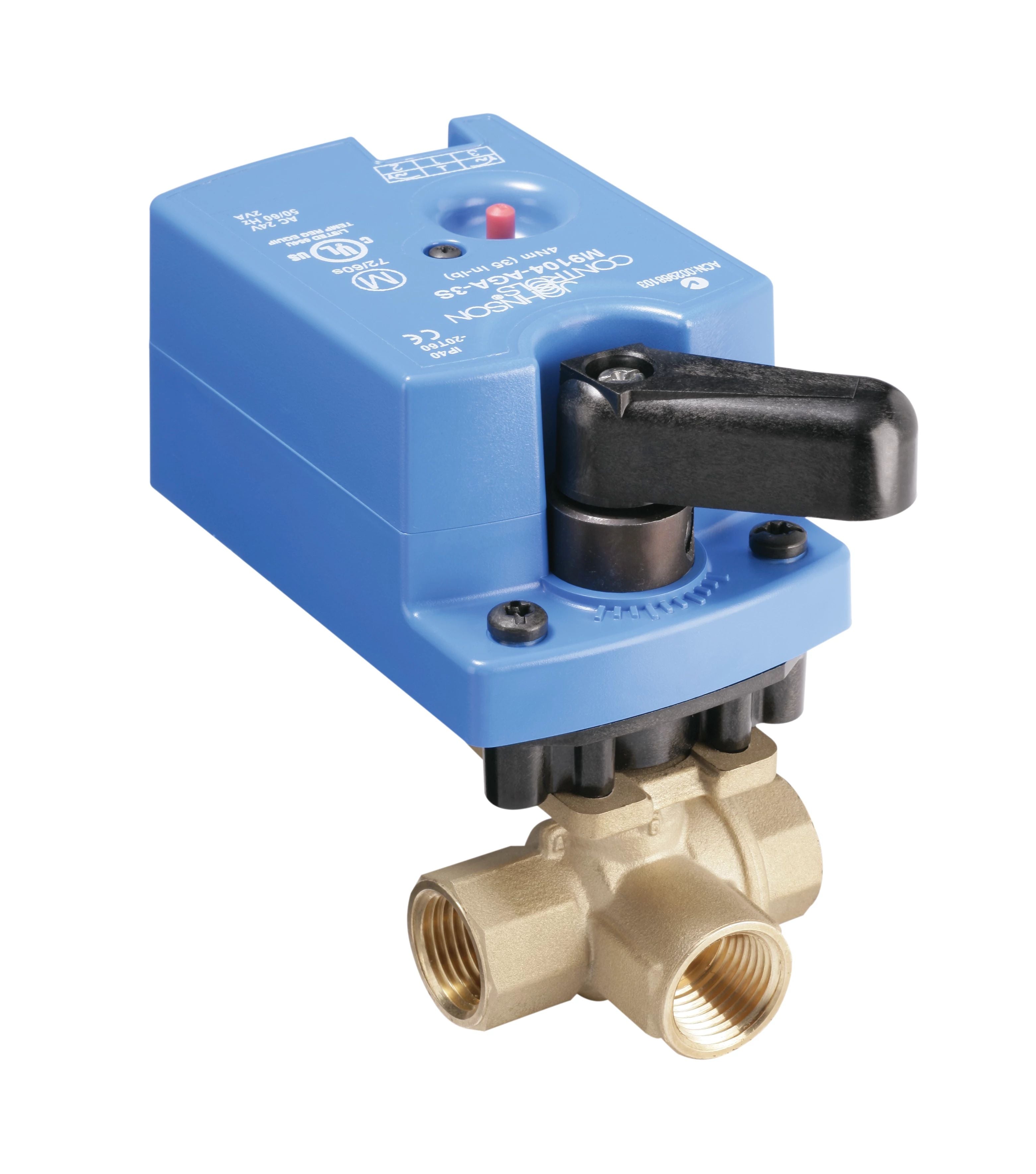 VG1841AD+9A4IGA: 1/2" 3W BALL VALVE 1.2CV; BRASS TRIM NON-SPR RET VA9104-AGA-2S NO SWITCH FLOATING CONTROL