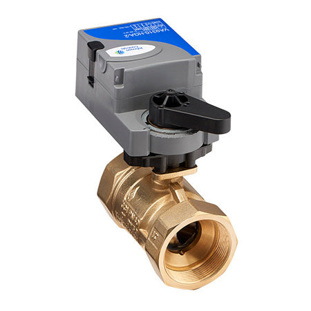 VG1241ES+910HGC: 1-1/2" 2-Way Ball Valve, Brass Trim, Non-Spring Return