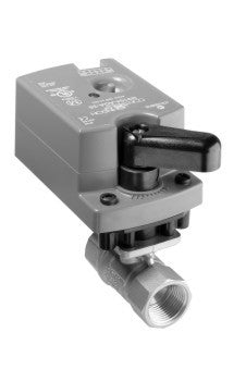 VH1241CL+9A4GGA: 1" Two-Way Ball Valve, 7.4 Cv, Brass Trim, 200 psig closeoff, NPT, with VA9104-GGA-2S, Non-Spring Return, 0 to 10 VDC Prop