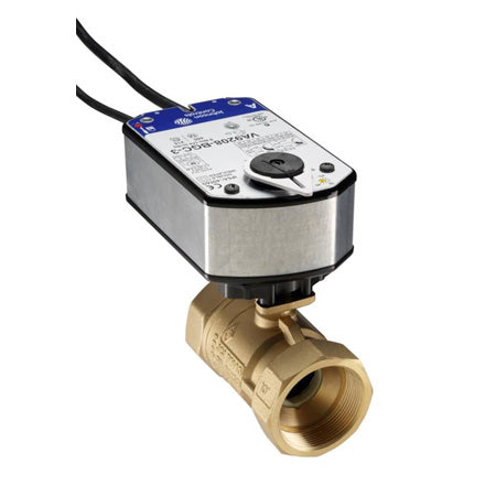 VG1241EP+928GGA: 1-1/2" 2-Way Ball Valve, Brass Trim, Spring Return, Open, No Switch
