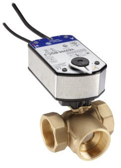 VG1841FT+928AGA: 2" 3W BALL VALVE 73.7CV; BRASS TRIM SPRG RTN CCWWITHOUT SWITCH