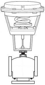 VK-9313-603-5-12: Valve,Assembly, 3 Way Mixing, 2 1/2", Flange, 74 Cv, ANSI Class 125 Cast Iron Body with Brass Trim Globe Valve, and 8-13 PSI Spring Return