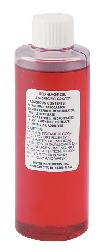 A-102: 4 oz bottle of red gage fluid, .826 sp. gr. Gage Fluid