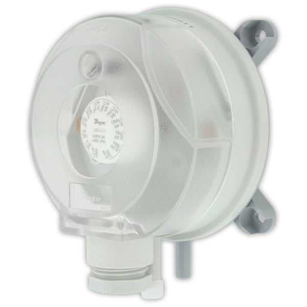 ADPS-05-2-N-C: Adjustable differential pressure switch, set point range 0.80 to 4.00" w.c., M20 connection, with two static tips and 7 ft (2.1 m) of PVC tubing.