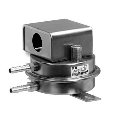 8024204107: .17-6"wc SPDT Air Differential Pressure Switch Bottom 1/4" Male NPT and Side 1/8" Female NPT Connections with FM Approval