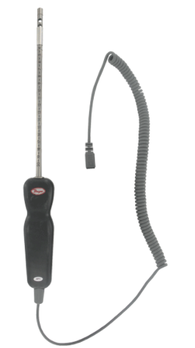 AP1: Dwyer Thermo anemometer air velocity & temperature probe with coiled cable, 8" insertion length Series AP1 Thermo-Anemometer Probe Wired