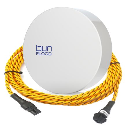 Bun Flood: Wi-Fi Flood and water leakage alarm-recorder, includes 10 ft cable. Extendable to 330 ft.