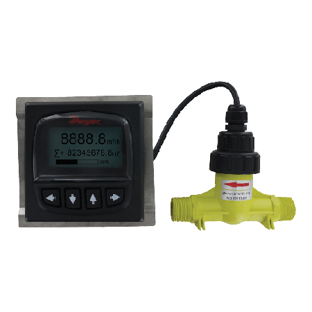 DFMT2-40A: Remote Digital Flow Transmitter, 1-1/2" NPT Series DFMT2 Digital Paddlewheel Flow Transmitter Flow and Total Indication, Easy to Read LCD