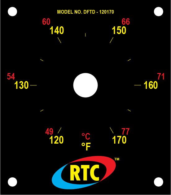 DFTD-120170: Temperature scale plate for DFTD 120-170 deg F.