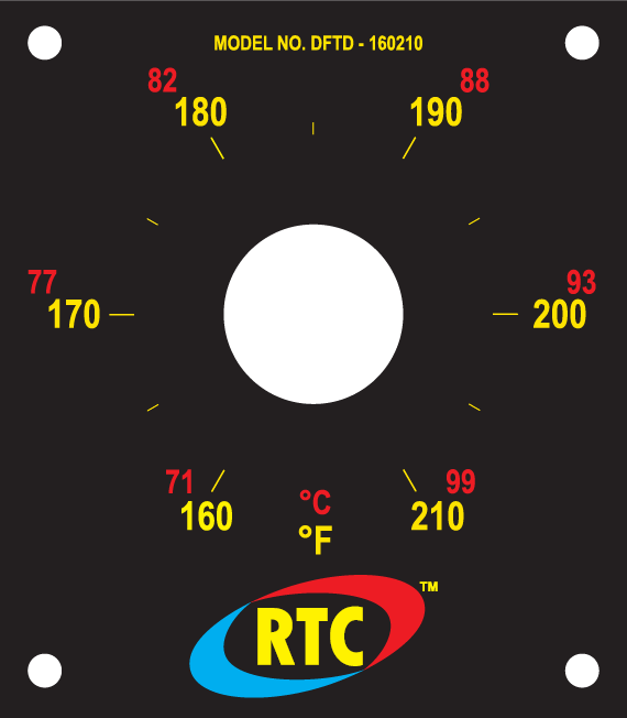 DFTD-160210: Temperature scale plate for DFTD 160-210 deg F.