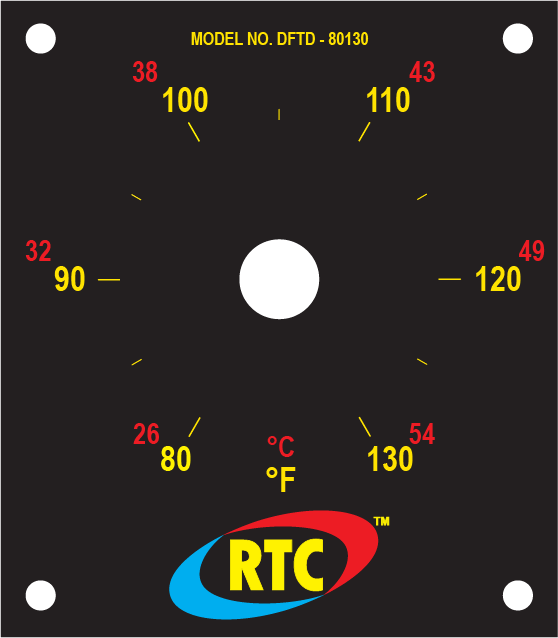 DFTD-80130: Temperature scale plate for DFTD 80-130 deg F.