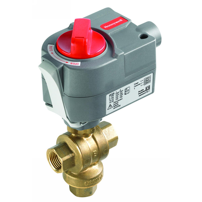 VBN3AEPA1000: Valve,Assembly, 1/2", NPT, 24Vac, 1.00 Cv 3 Way Equal Percentage Flow Port A to AB, Linear Flow Port B to AB, Brass Body with Plated Brass Trim