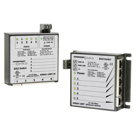 EIBA5-100T/R: 5-port 10BASE-T/100BASE-TX switching hub, DIN-rail mount