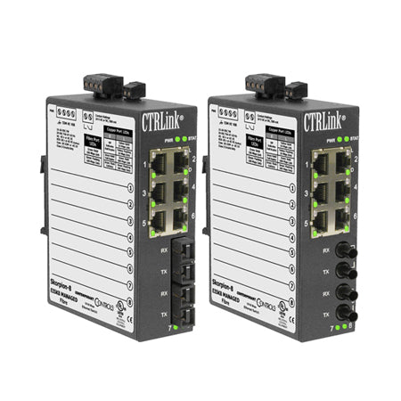 EISK8M-100T/FT: 6-port 100BASE-TX, 2-port 100BASE-FX ST MMF Skorpion managed switch