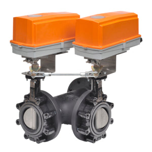 F7100HD+2*GMCX24-3-T-X1 N4: Butterfly Valve,4",3 Way,600Cv,W/ Non-Spring,24V,Floating Point,NEMA 4