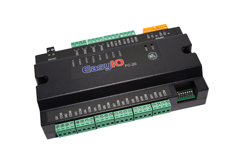 EASYIO-FC-20: 20 IOs Include, 12 Ul Inputs, 4 DO and 4 UO