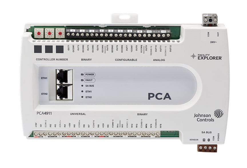 FX-PCA4911-0: Geo. Restricted Product, 28-Point Advanced Application Programmable Controller with 10 UI, 6 BI, 4 BO, 4 AO, and 4 CO; 24 VAC; SA Bus; Integral