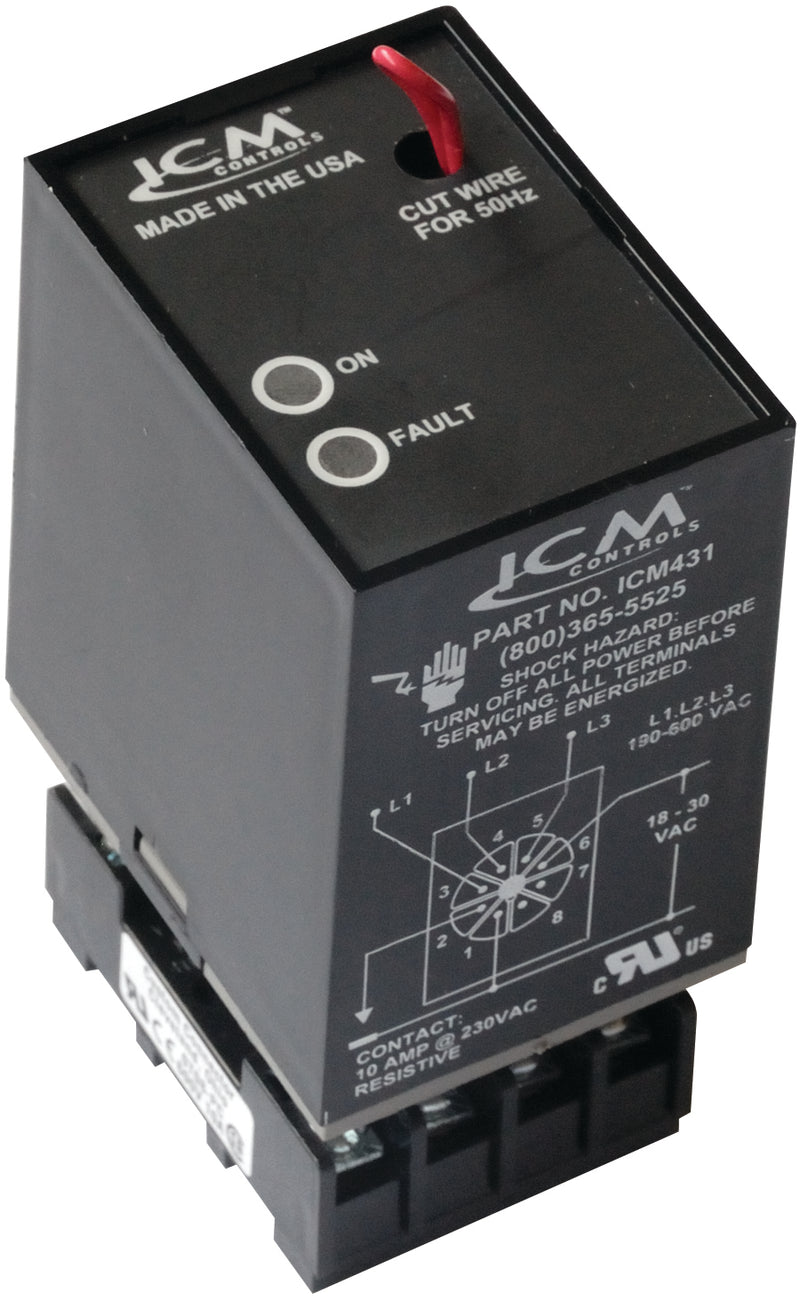 ICM431: 3-Phase Monitor, Universal 190-600 VAC, 18-30 control VAC, 50 or 60 Hz, 8 PIN OBSOLETE - LIMITED STOCK