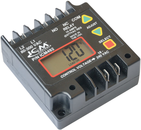 ICM492: Single Phase Monitor, 80-300 VAC, 5-fault memory, LCD setup and diagnostics.