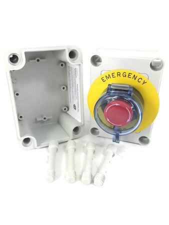 JZ-4000: Emergency Stop with Nema 4 enclosure, 3 contacts 1NO 2NC, Twist release push button, poly carbonite shroud