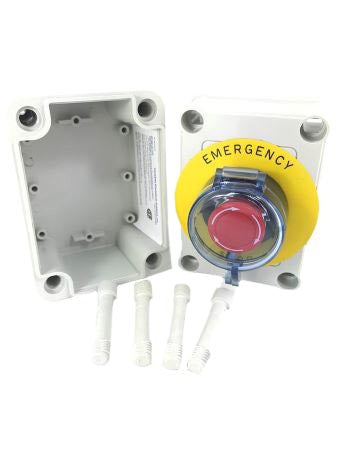 JZ-4000: Emergency Stop with Nema 4 enclosure, 3 contacts 1NO 2NC, Twist release push button, poly carbonite shroud