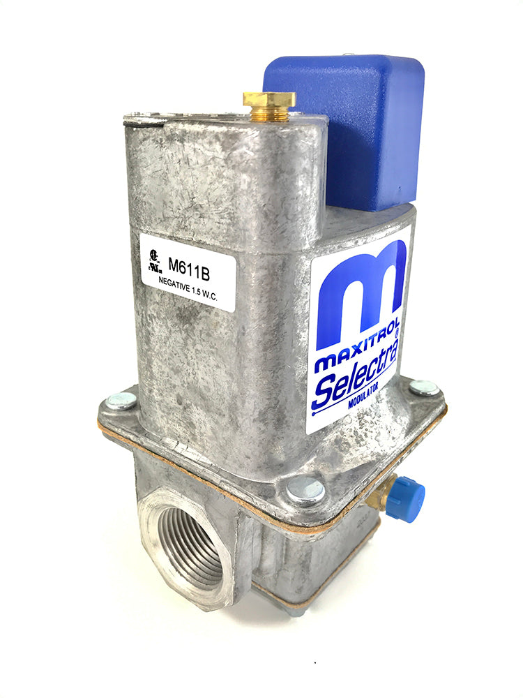 M611B-1: 1" NPT Modulating Gas Valve for Direct Fired (Negative Pressure) Burners with 1/2 PSI Inlet Pressure Max and both side fitted for low fire