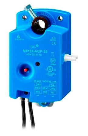 M9104-AGP-2S: Electric Non Spring Return Actuator, 24 Vac, 15 Vdc Unregulated Differential Pressure Sensor, 200 Ohms Nominal Control Input Impedance, 35 Lb-In