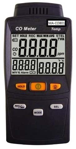 MA-CO801: CO Hand Held Meter w/Temperature 0 to 1000ppm -4F to 122F