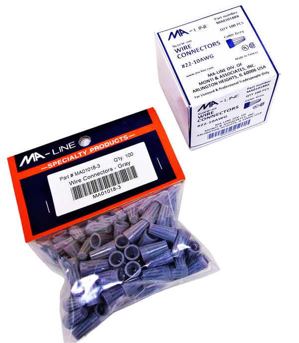 MA01018-3: Grey Wire Nuts 22 thru 14AWG 100/Bag