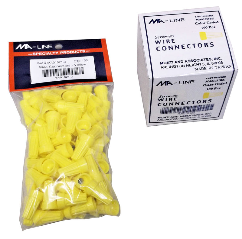 MA01021-3: Yellow Wire Nuts 18 Thru 10AWG 100/Bag