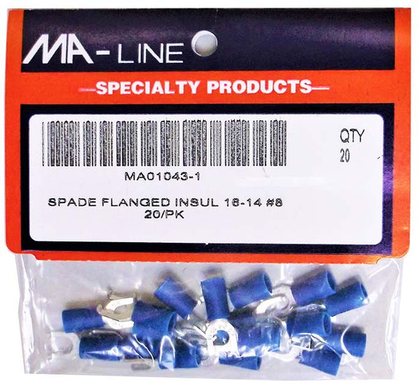 MA01043-1: Insulated Spade Flgd 16-14, #8 Std 20/pkg