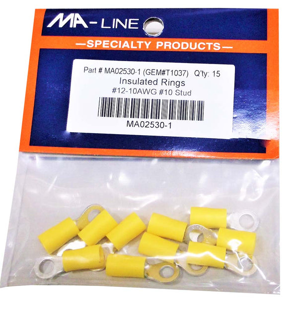 MA02530-1: Insulated Rings 12-10AWG #10 Stud 15/PKG.