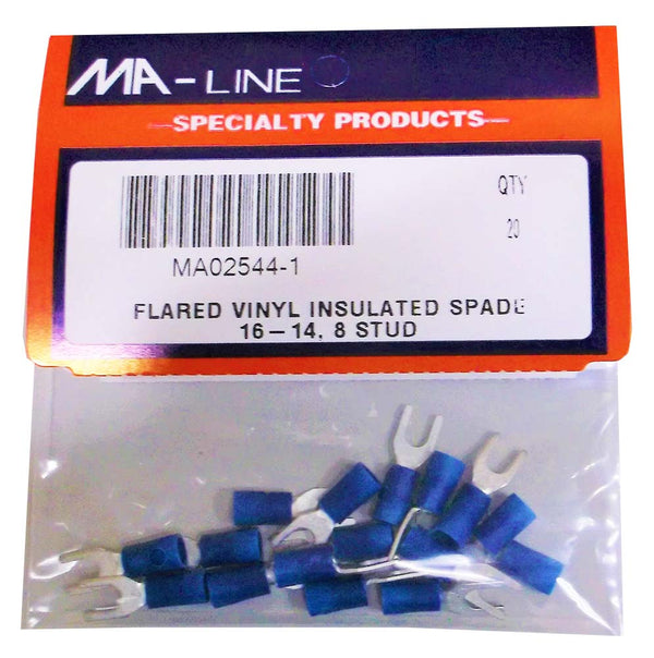 MA02544-1: Insulated Spade Terminals 16-14AWG #8 Stud 20/PKG.