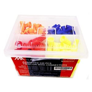 MA06295P: 240 Piece Assorted Wire Nuts (Bleu, Orange, Red, Yellow)