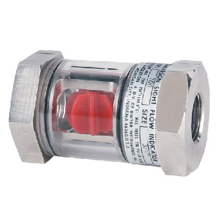 SFI-700SS-1: Dwyer Sight Flow Indicator, 1" NPT, Tube, 316SS Body, 230psig, 212degF