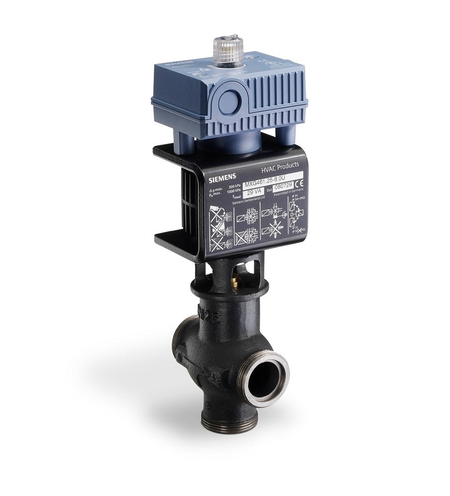 MXG461.40-20U: Magnetic Valve, 1/1/2", 2-way or floating, 23.4 Cv, 0 to 10V control, w/ NPT unions