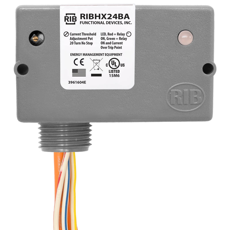 RIBHX24BA: Enclosed Relay 20Amp SPST 24Vac/dc Internal Adjustable AC Sensor