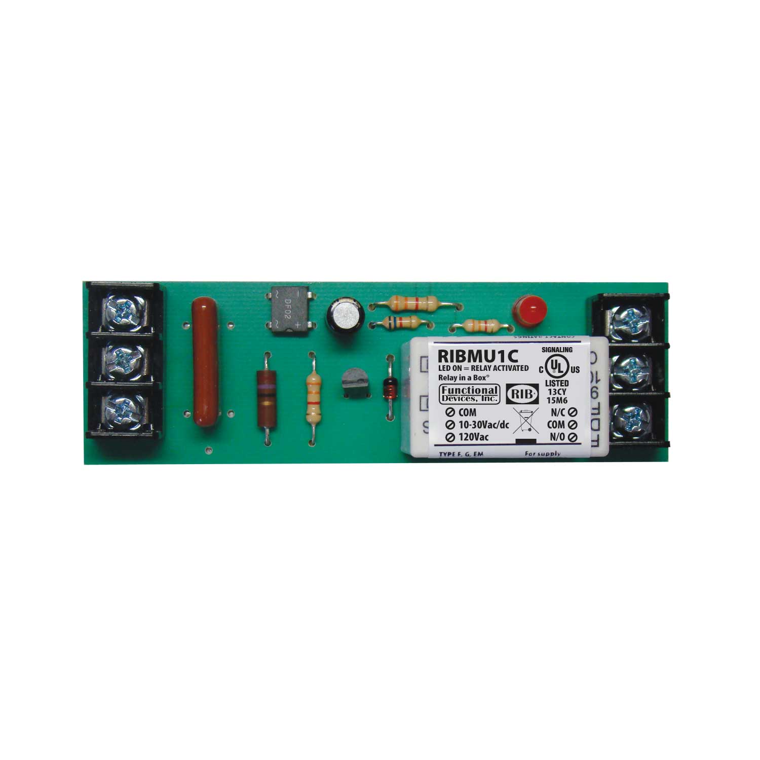 RIBMU1C: Panel Relay 4.00X1.50In 15Amp SPDT 10-30VAC/DC/120VAC