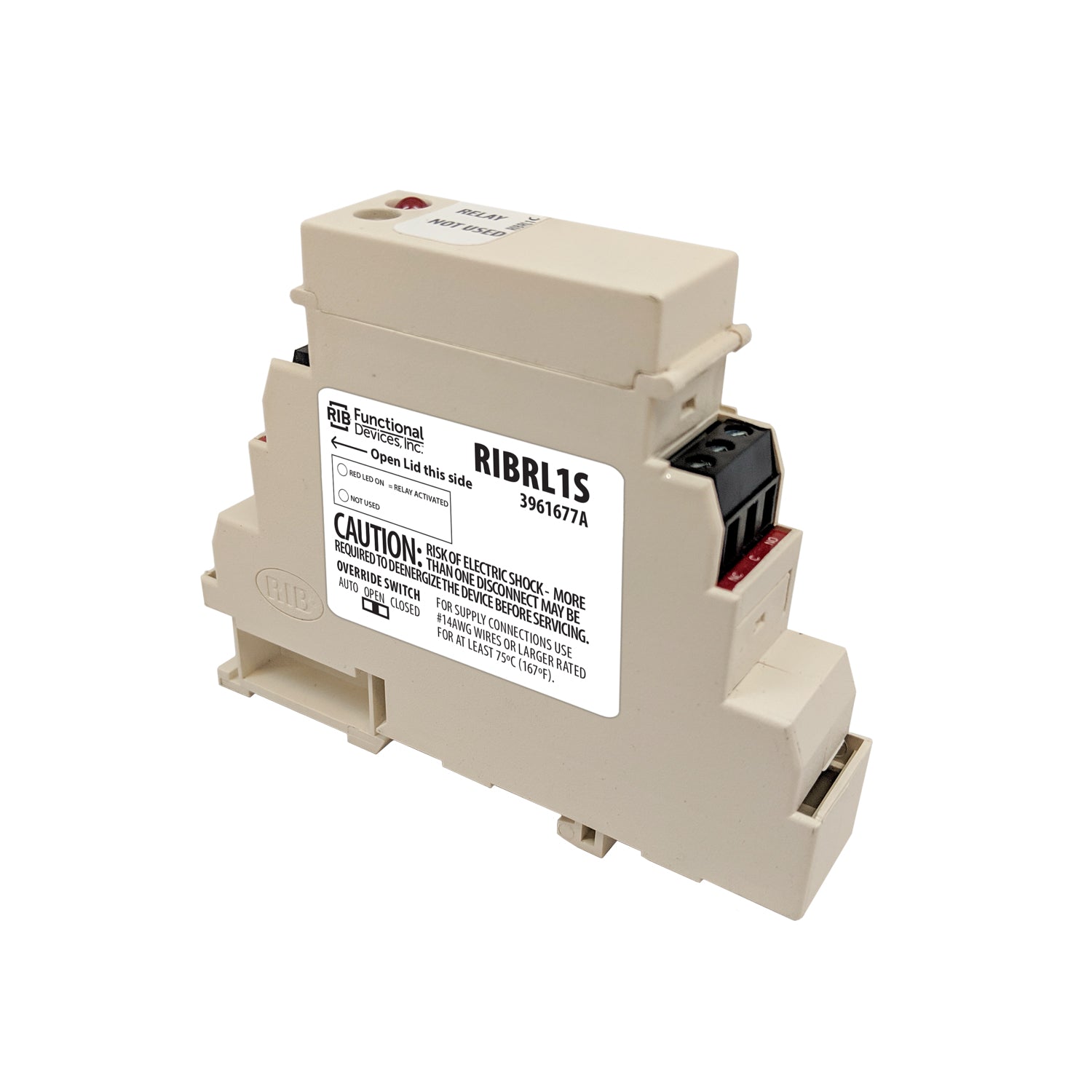 RIBRL1S: DIN Rail Relay 10Amp SPDT Switch 10-30Vdc