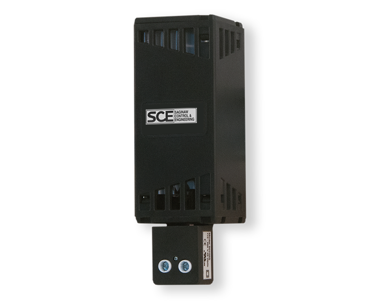 SCE-TSH25: Touch Safe Heater, For 35mm Din Rail. AWG 14 wire. 110-240V AC or DC. 25 Watts