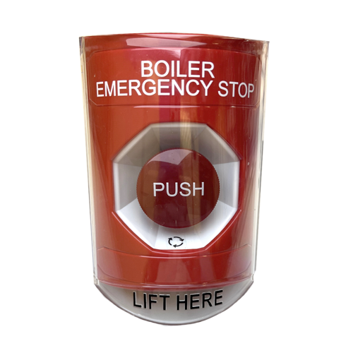 SS2021ZA-EN: Boiler Emergency Stop, Stopper Station, Red, Shield