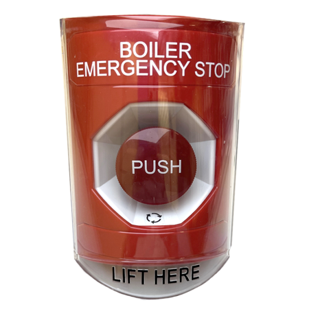 SS2021ZA-EN: Stopper Station, Red, Shield, Turn to Reset, Boiler Emergency Stop