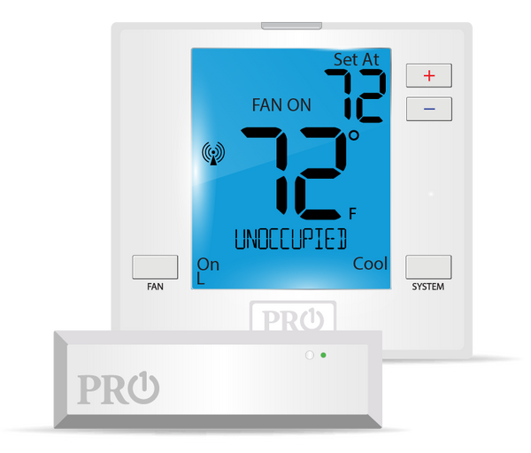 T731W: NEW: T700 Platform: Wireless PTAC thermostat, non-programmable, 2H/1C heat pump or 1H/1C conventional with 7 sq. in. display (includes wireless